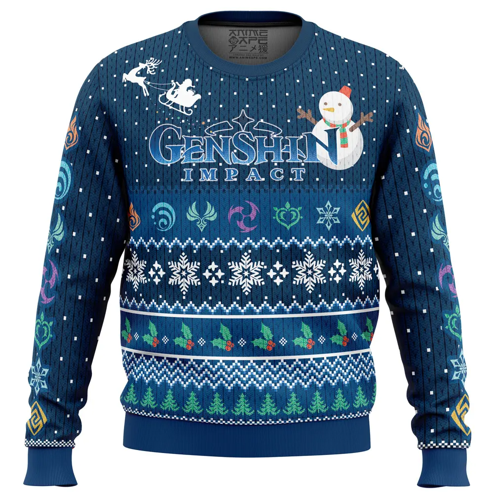 Happy Holidays Genshin Impact Ugly Christmas Sweater Perfect And Unique Gifts For Adults Kids On Christmas