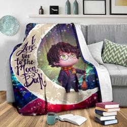 Movie Harry Potter Chibi Love You To The Moon Galaxy Premium Fleece Sherpa Blanket Perfect Gifts For Family On Christmas