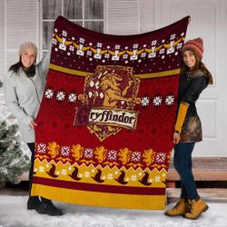 Movie Harry Potter Gryffindor Ugly Christmas Custom Fleece Sherpa Blanket Home Decor Perfect Gifts For Family On Christmas