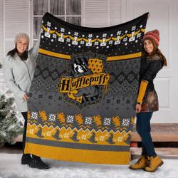 Movie Harry Potter Hufflepuff Ugly Christmas Custom Fleece Sherpa Blanket Home Decor Perfect Gifts For Family On Christmas