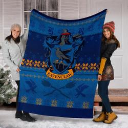 Movie Harry Potter Ravenclaw Art Ugly Christmas Custom Fleece Sherpa Blanket Home Decor Perfect Gifts For Family On Christmas