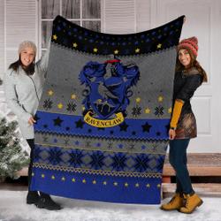 Movie Harry Potter Ravenclaw Sign Ugly Christmas Custom Fleece Sherpa Blanket Home Decor Perfect Gifts For Family On Christmas