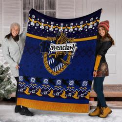 Movie Harry Potter Ravenclaw Ugly Christmas Custom Fleece Sherpa Blanket Home Decor Perfect Gifts For Family On Christmas