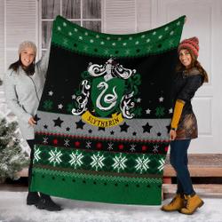Movie Harry Potter Slytherin Sign Ugly Christmas Custom Fleece Sherpa Blanket Home Decor Perfect Gifts For Family On Christmas