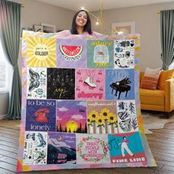 Music Harry Styles Butterfly Fine Line Fleece Sherpa Blanket Perfect Gifts For Family On Christmas