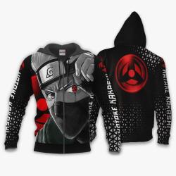 Anime Hatake Kakashi Hoodie Shirt Sharingan Eye Anime Zip Jacket Perfect And Unique Gifts For Otaku Anime Fans On Christmas