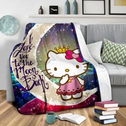 Anime Hello Kitty Love You To The Moon Galaxy Premium Fleece Sherpa Blanket Perfect Gifts For Family On Christmas