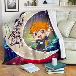 Anime Hinata Haikyuu Love You To The Moon Galaxy Premium Fleece Sherpa Blanket Perfect Gifts For Family On Christmas