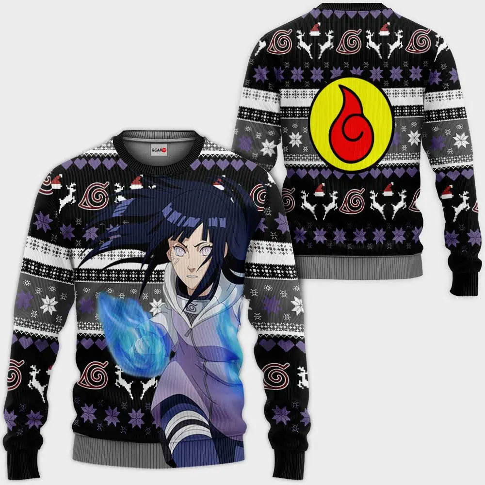 Hinata Hyuga Ugly Christmas Sweater Custom Anime Perfect And Unique Gifts For Adults Kids On Christmas