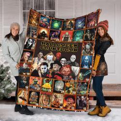 Horror Movie Watching Halloween Fleece Sherpa Blanket Gift For Fan Perfect Gifts For Family On Christmas