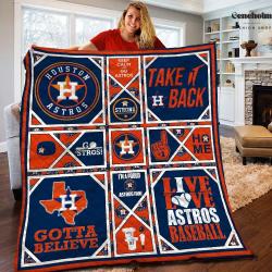 NFL Houston Astros Mlb Baseball Sports Lover Quilt Fleece Sherpa Blanket Perfect Gifts For Family On Christmas