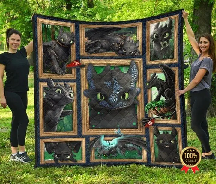 Movie How To Train Your Dragon Summer Toothless And Light Fury Fleece Sherpa Blanket Perfect Gifts For Family On Christmas