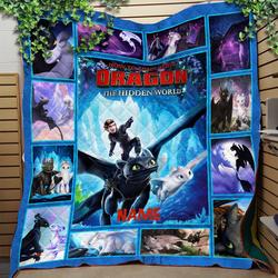 Movie How To Train Your Dragon Toothless And Light Fury Fleece Sherpa Blanket Perfect Gifts For Family On Christmas