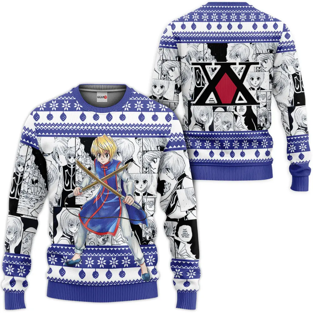 HxH Kurapika Custom Anime Ugly Christmas Sweater Perfect And Unique Gifts For Adults Kids On Christmas