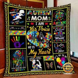 Movie I Am His Voice He Is My Heart Autism Awareness Fleece Sherpa Blanket Perfect Gifts For Family On Christmas