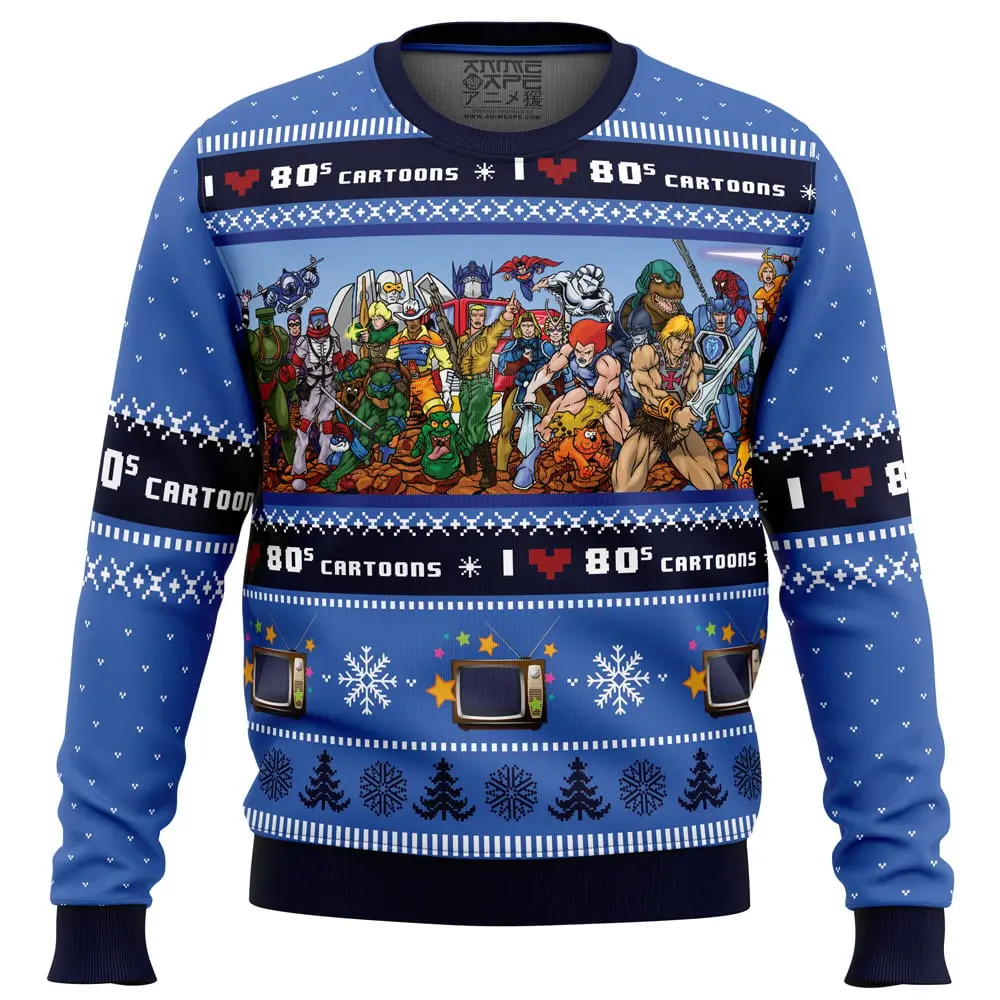 I love the 80s Cartoons Ugly Christmas Sweater Perfect And Unique Gifts For Adults Kids On Christmas