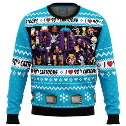 I love the 90s Cartoons Ugly Christmas Sweater Perfect And Unique Gifts For Adults Kids On Christmas