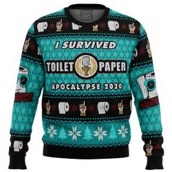 I Survived Toilet Paper Apocalypse 2020 Ugly Christmas Sweater Perfect And Unique Gifts For Adults Kids On Christmas
