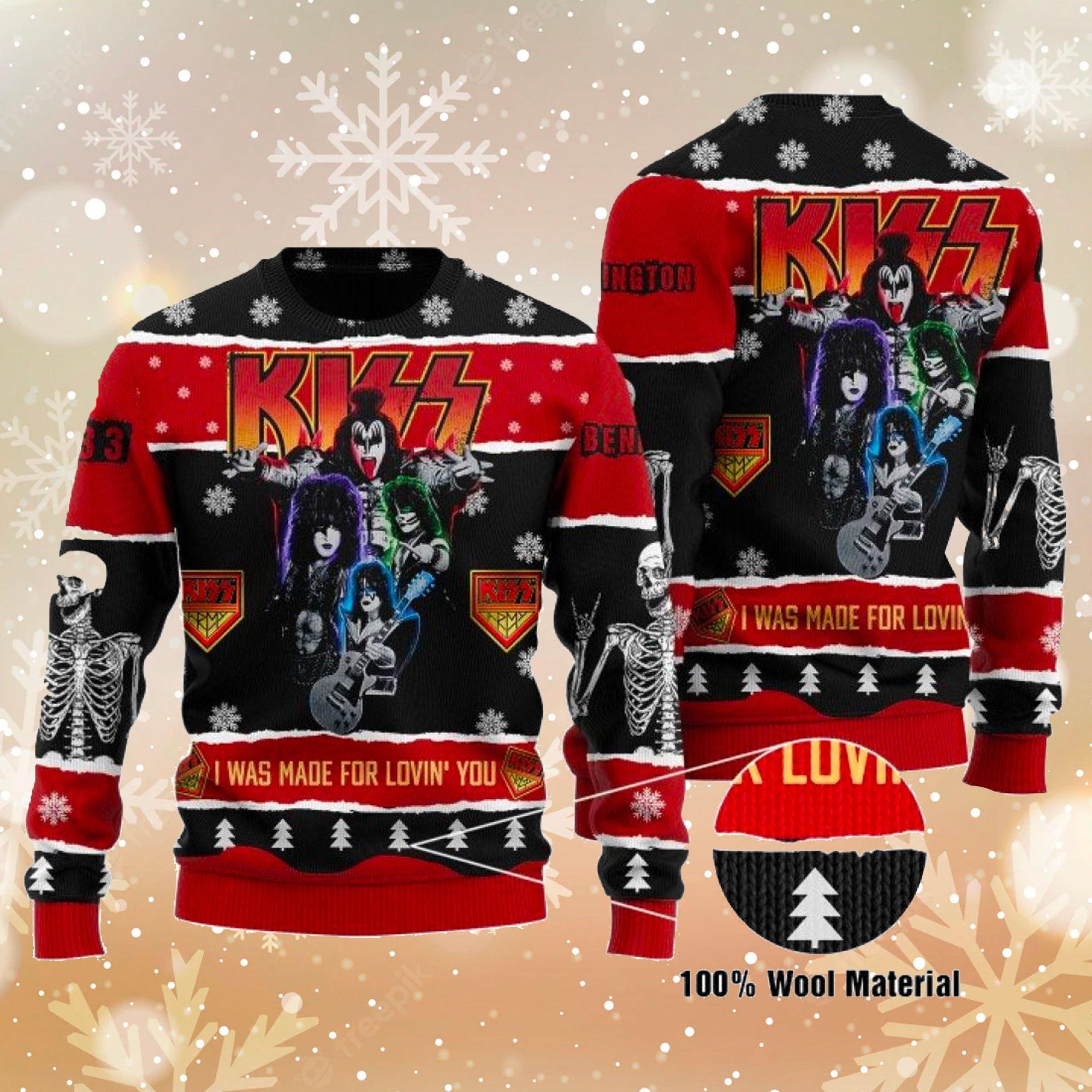 I Was Made For Lovin You Kiss Custom Ugly Christmas Sweater Perfect And Unique Gifts For Adults Kids On Christmas