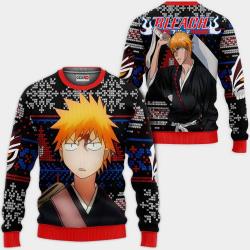 Ichigo Kurosaki Ugly Christmas Sweater Custom Anime BL Xmas Gifts Perfect And Unique Gifts For Adults Kids On Christmas