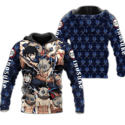 Anime Inosuke Zip Hoodie Demon Slayers Shirt Costume Anime Fan Gift Idea Perfect And Unique Gifts For Otaku On Christmas