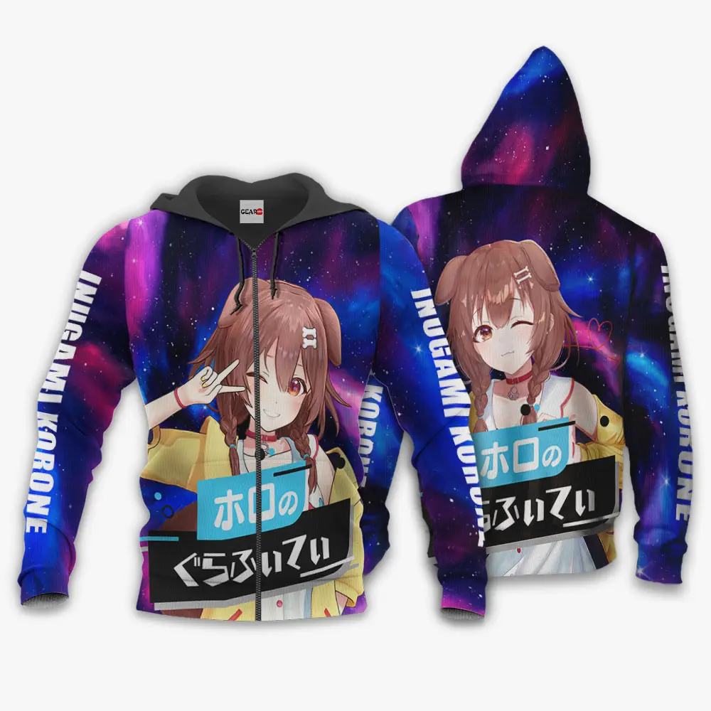 Anime Inugami Korone Hoodie Holo Graffiti Custom Anime Galaxy Style Perfect And Unique Gifts For Otaku Anime Fans On Christmas