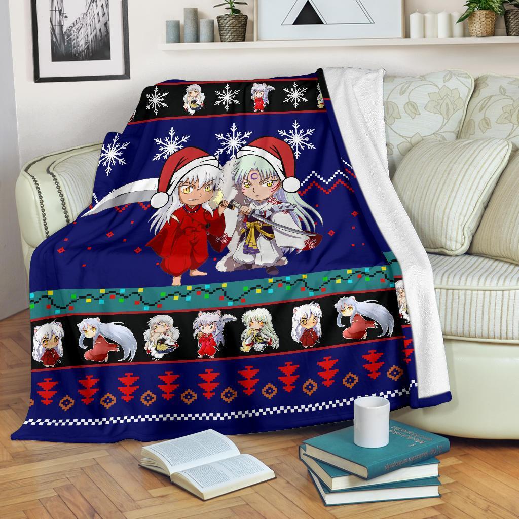 Anime Inuyasha Christmas Fleece Sherpa Blanket Amazing Gift Idea Perfect Gifts For Family On Christmas