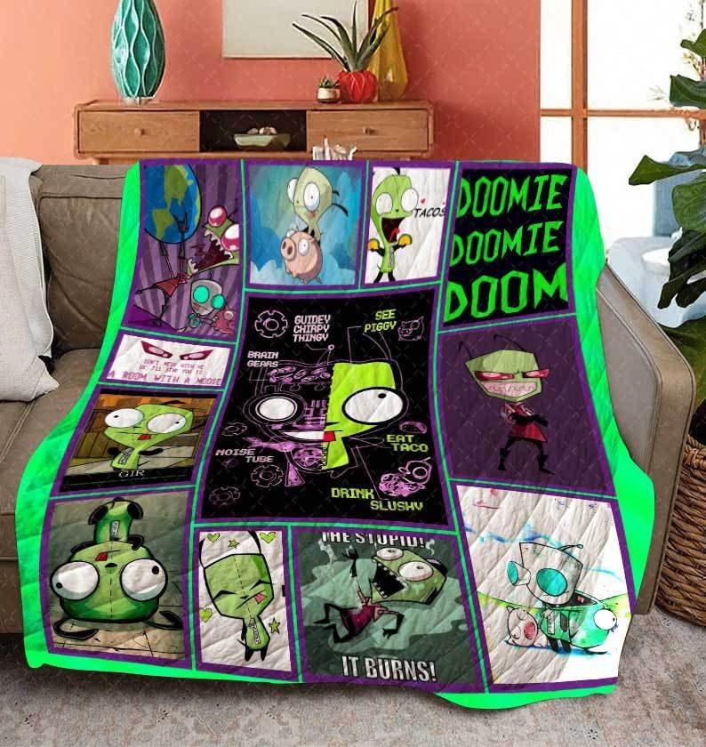 Movie Invader Zim Cartoon Fans Quilt Fleece Sherpa Blanket Perfect Gifts For Family On Christmas