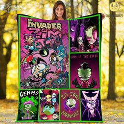 Movie Invader Zim Cartoon Quilt Fleece Sherpa Blanket Perfect And Unique Gifts For Family On Christmas