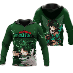 Anime Izuku Midoriya Deku Zip Hoodie Anime Shirt Fan Gift HA06 Perfect And Unique Gifts For Otaku Anime Fans On Christmas
