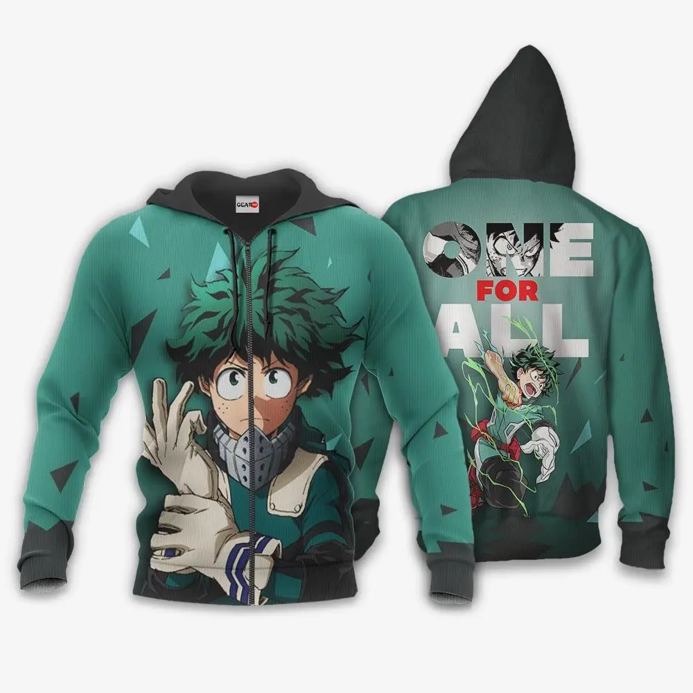 Anime Izuku Midoriya Hoodie One For All Anime Shirt Perfect And Unique Gifts For Otaku Anime Fans On Christmas