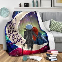 Anime Jack And Sally Nightmare Before Christmas Love You To The Moon Galaxy Premium Fleece Sherpa Blanket