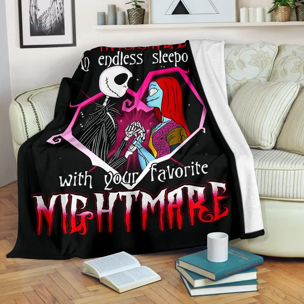 Jack Skellington And Sally Premium Fleece Sherpa Blanket 5 Perfect Gifts For Family On Christmas