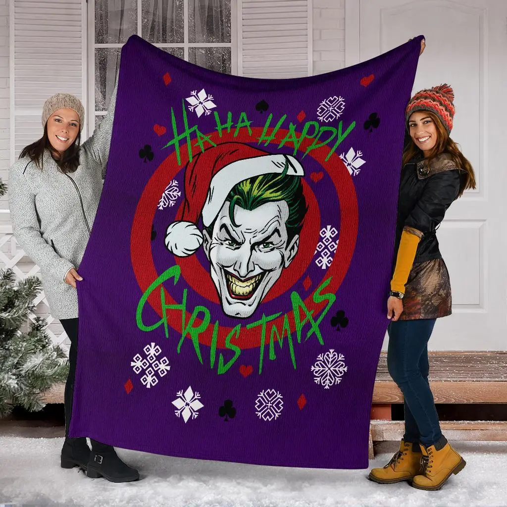 Movie Joker Ha Ha Happy Christmas Ugly Christmas Custom Fleece Sherpa Blanket Home Decor Perfect Gifts For Family On Christmas