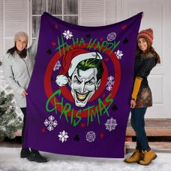 Movie Joker Ha Ha Happy Christmas Ugly Christmas Custom Fleece Sherpa Blanket Home Decor Perfect Gifts For Family On Christmas