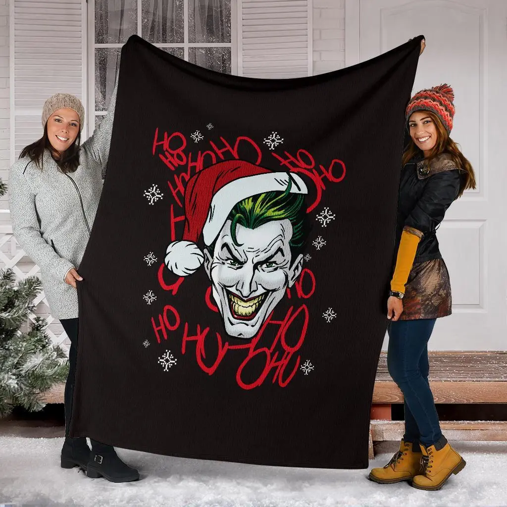 Movie Joker Ho Ho Ho Ugly Christmas Custom Fleece Sherpa Blanket Home Decor Perfect Gifts For Family On Christmas
