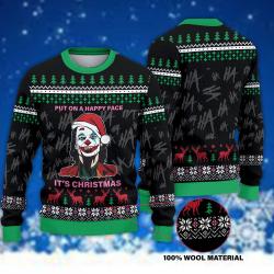 Joker Put On A Happy Face It's Ugly Christmas Sweater Perfect And Unique Gifts For Adults Kids On Christmas