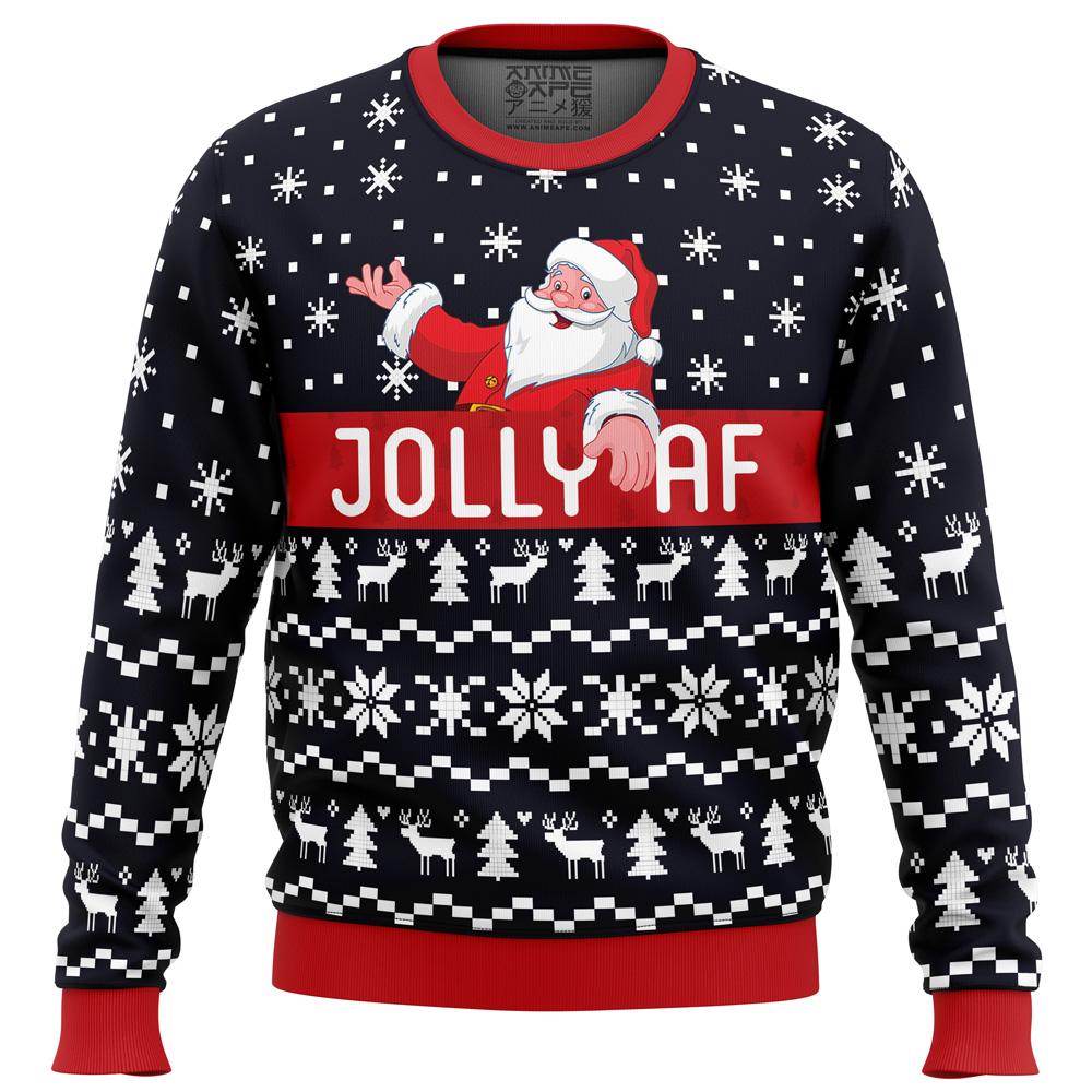 Jolly Af Santa Claus Ugly Christmas Sweater Perfect And Unique Gifts For Adults Kids On Christmas