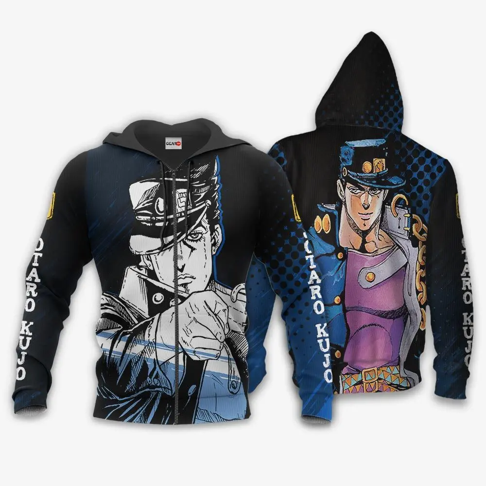 Anime Jotaro Kujo Hoodie JJBAs Anime Jacket Perfect And Unique Gifts For Otaku Anime Fans On Christmas