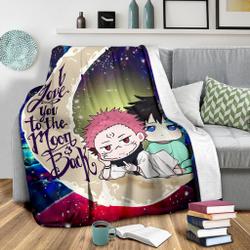 Anime Jujutsu Kaisen Gojo Sakuna Anime Love You To The Moon Galaxy Premium Fleece Sherpa Blanket