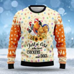 Just A Girl Who Loves Chickens Christmas Sweater Gift For Him Perfect And Unique Gifts For Adults Kids On Christmas