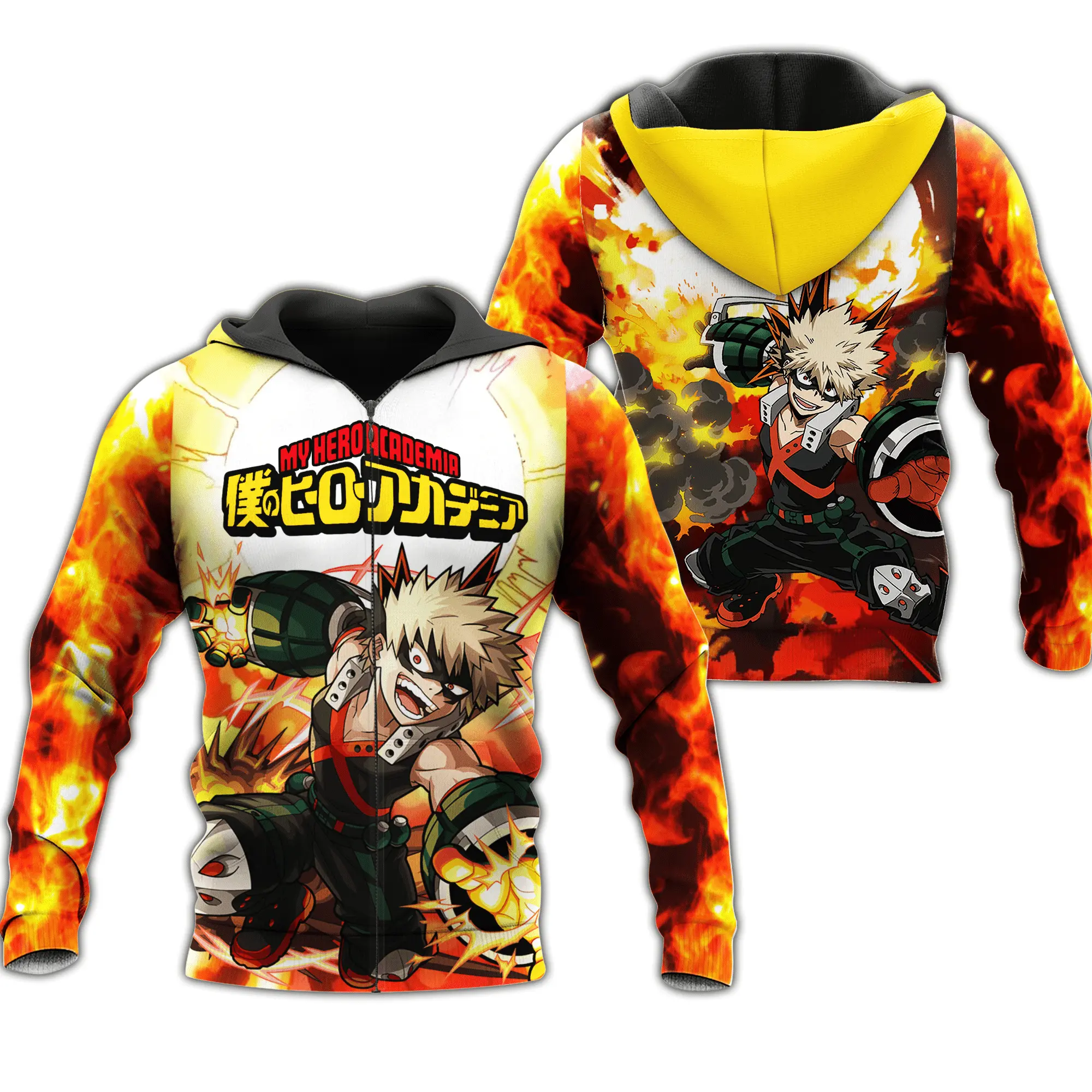 Anime Katsuki Bakugou Zip Hoodie Anime Shirt Fan Gift HA06 Perfect And Unique Gifts For Otaku Anime Fans On Christmas
