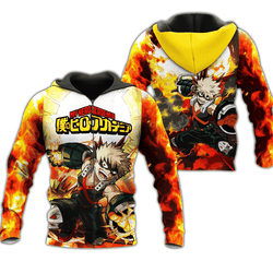 Anime Katsuki Bakugou Zip Hoodie Anime Shirt Fan Gift HA06 Perfect And Unique Gifts For Otaku Anime Fans On Christmas