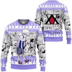 HxH Killua Zoldyck Custom Anime Ugly Christmas Sweater Perfect And Unique Gifts For Adults Kids On Christmas