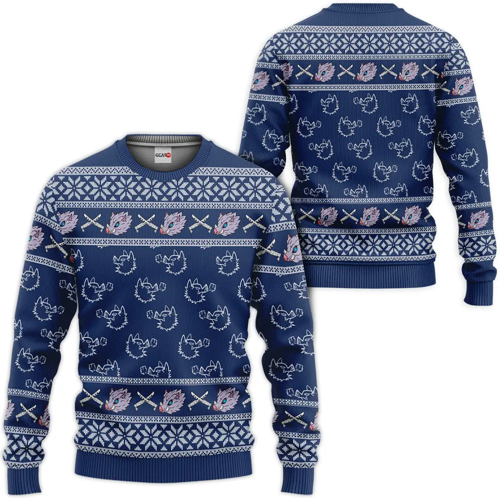 Kimetsu Inosuke Custom Anime Ugly Christmas Sweater Perfect And Unique Gifts For Adults Kids On Christmas