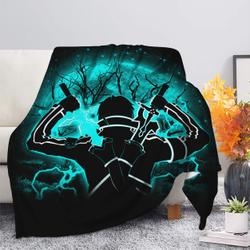 Anime Kirito Sword Art Online SAO Moonlight Premium Fleece Sherpa Blanket Perfect Gifts For Family On Christmas