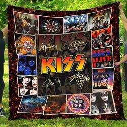 Music Kiss Rock Band Albums Quilt Fleece Sherpa Blanket Perfect And Unique Gifts For Family On Christmas