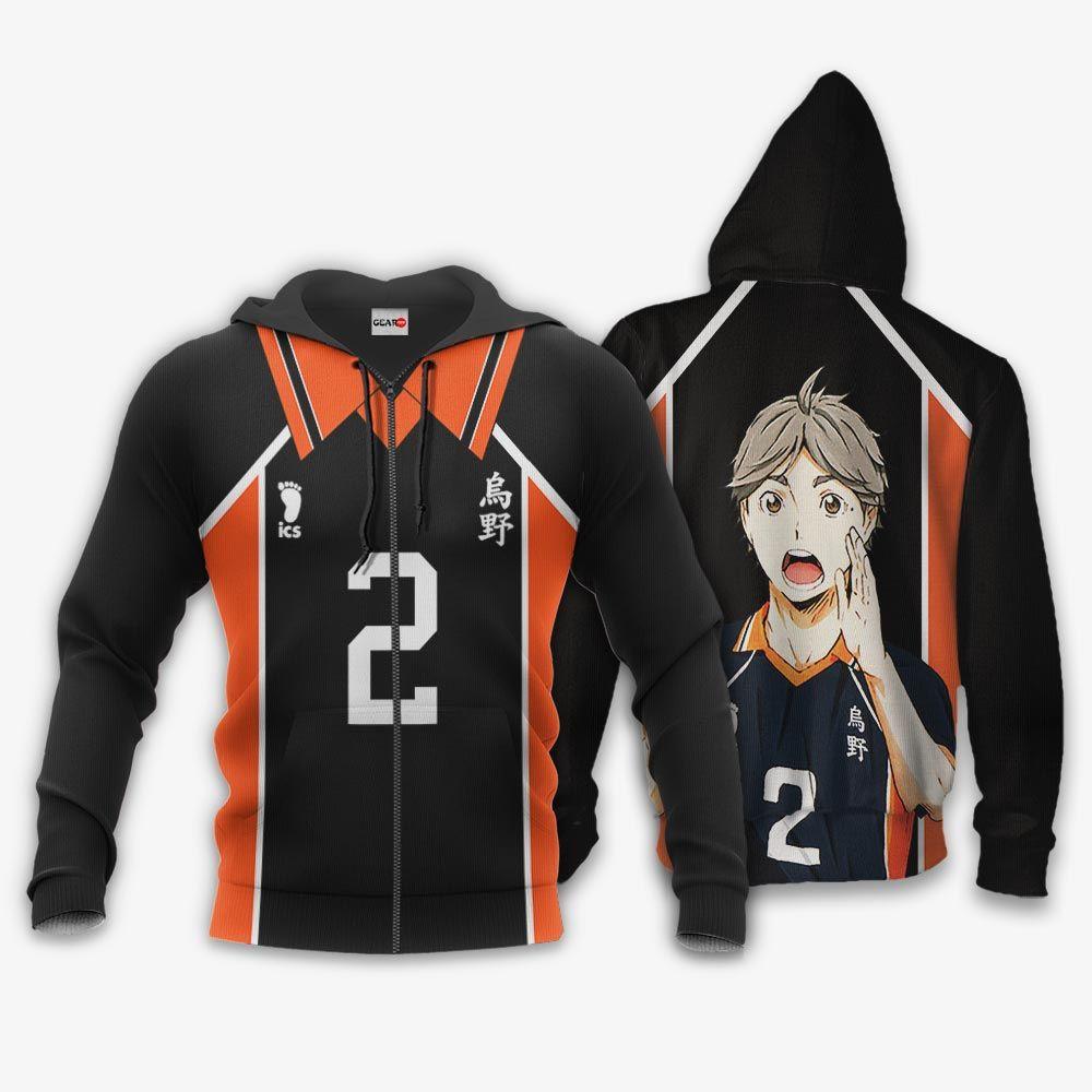 Anime Koshi Sugawara Karasuno Hoodie Shirts Haikyuu Anime Costume Perfect And Unique Gifts For Otaku Anime Fans On Christmas