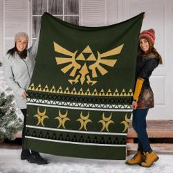 Anime Legend Of Zelda Sign Ugly Christmas Custom Fleece Sherpa Blanket Home Decor Perfect Gifts For Family On Christmas