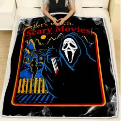 Movie Letu2019s Watch Scary Movies Horror Movie Fleece Sherpa Blanket Perfect Gifts For Family On Christmas